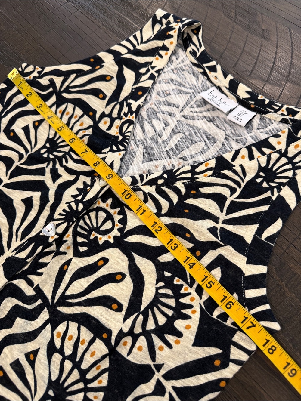 Nicole Miller New York Artsy Abstract Print Linen Button Front Sleeveless Top S - Picture 14 of 16